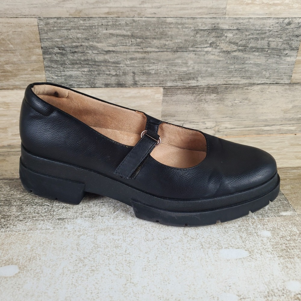 Soul Olivet Womens Mary Jane Lug Flat Shoes Sz 10 M Black Faux Leather Round Toe